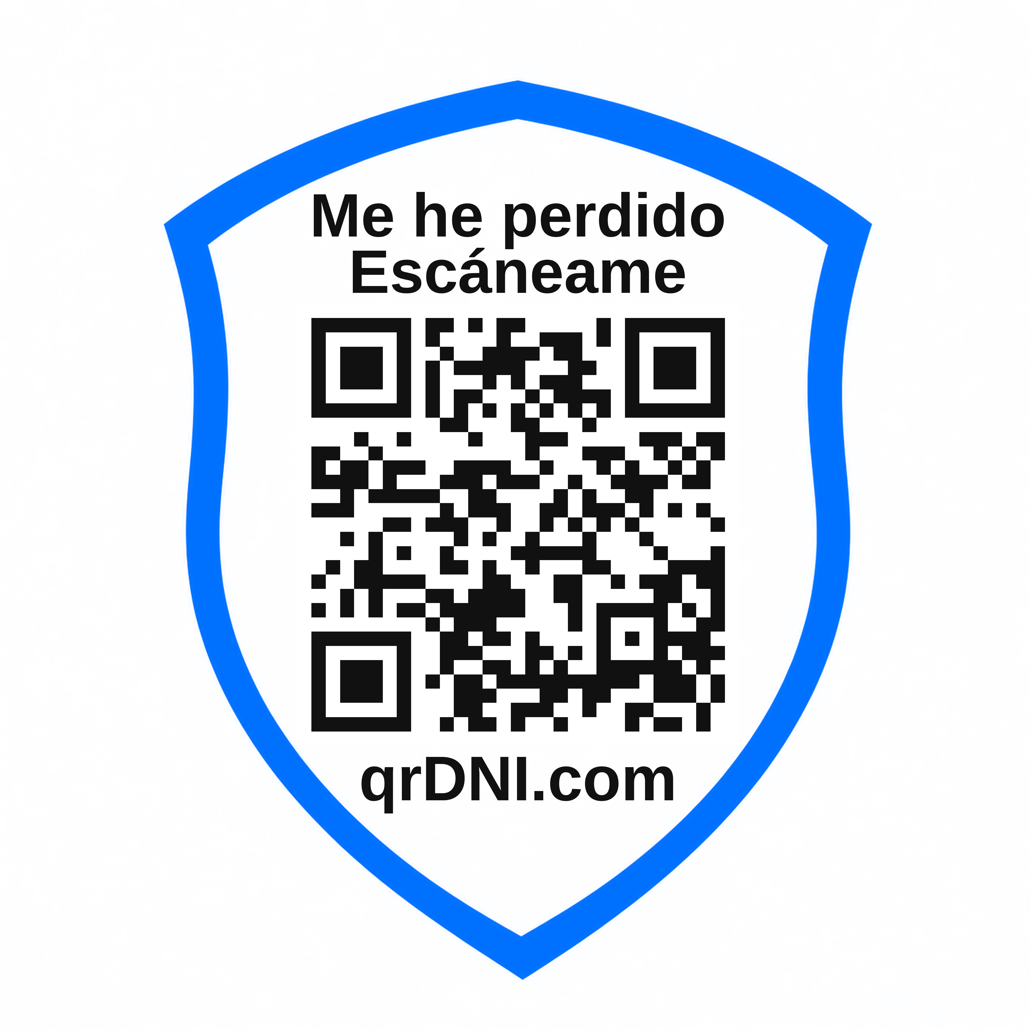 Placa de policía con el QR de qrDNI.com, Me he perdido y Escáneame